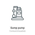 Sump pump outline vector icon. Thin line black sump pump icon, flat vector simple element illustration from editable furniture and Royalty Free Stock Photo