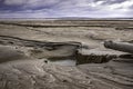 Sump reservoir of froth copper mining tailings dam. Zelazny Most, Rudna, Poland.