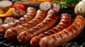 Sumptuous bbq dinner with grilled sausages on a clean table, resembling a real life photograph. Royalty Free Stock Photo