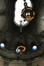 Sumptuous ceiling of the stairway of the Stock Exchange Palace in Porto Royalty Free Stock Photo