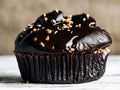 Sumptuous Chocolate Sensation: Chocolate-covered Cupcake with Rich Topping