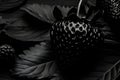 Sumptuous contrast: Black strawberry bursts on a mysterious dark background