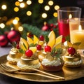 Sumptuous decadent christmas party canapes desserts and landscape format DPS
