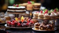 A sumptuous dessert spread with an assortment of cakes, pastries, and chocolates
