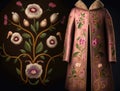 sumptuous mink coat appliqued with florid designs. AI generation