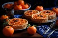 Sumptuous Persimmon pastry pies. Generate ai