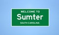 Sumter, South Carolina city limit sign. Town sign from the USA.