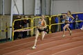 SUMY, UKRAINE - FEBRUARY 9, 2018: Alina Shukh - champion in pentathlon competition on Ukrainian indoor track and field