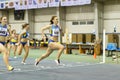 SUMY, UKRAINE - FEBRUARY 18, 2017: Viktorya Pyatachenko-Kashcheyeva finished second in final of 60m sprint competition