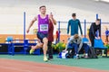 SUMY, UKRAINE - JANUARY 28, 2018: Vitaliy Butrym wins 400m race on Ukrainian indoor track and field team championship