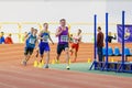 SUMY, UKRAINE - JANUARY 28, 2018: Vitaliy Butrym wins 400m race on Ukrainian indoor track and field team championship
