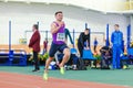 SUMY, UKRAINE - JANUARY 28, 2018: Vitaliy Butrym wins 400m race on Ukrainian indoor track and field team championship