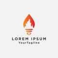 Lam bulb fire flame logo design