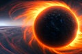 Sun activity in the universe. The solar wind is destroying the planet