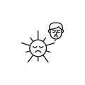 Sun, allergic face icon. Element of problems with allergies icon. Thin line icon for website design and development, app