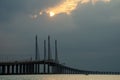 Sun appear through cloud at Penang second bridge