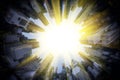 Sun around circle of modern city Royalty Free Stock Photo