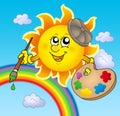 Sun artist with rainbow Royalty Free Stock Photo