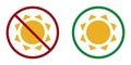 sun ban prohibit icon. Not allowed hot sun.