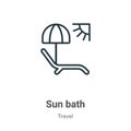 Sun bath outline vector icon. Thin line black sun bath icon, flat vector simple element illustration from editable travel concept Royalty Free Stock Photo