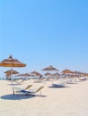 Umbrellas and chairs on Tunisian beach