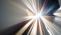 Sun beam lens flare. Bright light shine. Rays of sunlight from above. Speed and motion. Abstract background wallpaper. Royalty Free Stock Photo