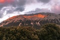 Sun beam at sunset on Pizzo Carbonara in the Madonie Royalty Free Stock Photo