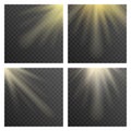 Sun beams or rays on transparent checkered background vector illustration Royalty Free Stock Photo