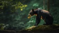 Sun bear in a lonely forest