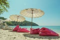 Sun beds on the beach at koh samed island in Thailand
