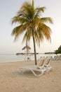 Sun beds on a Caribbean beach