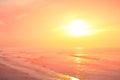The sun began to rise from the sea in the morning. Royalty Free Stock Photo
