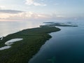 Aerial View of Mangrove Islands and Sunset in Caribbean Royalty Free Stock Photo