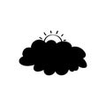 Sun from behind a cloud. Doodle silhouette of the sun coming out behind a cloud. Vector stock illustration of hand drawn Royalty Free Stock Photo