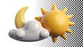 Sun behind cloud weather icon, partly cloudy forecast, meteorology symbol png transparent image Generative AI