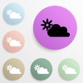 the sun behind the clouds badge color set. Simple glyph, flat vector of web icons for ui and ux, website or mobile application Royalty Free Stock Photo