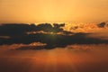 Sun behind clouds sunset , natural background Royalty Free Stock Photo
