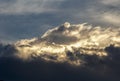 The sun behind dense cumulus clouds Royalty Free Stock Photo