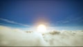 Sun on the blue sky above moving clouds Royalty Free Stock Photo