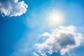 Bright sun with clouds on sky Royalty Free Stock Photo