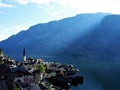Sun Breaking on the Water in Hallstatt Austria Royalty Free Stock Photo