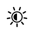 Sun Brightness Contrast Icon, Half Circle Meter, Flat Design Vector Illustration Royalty Free Stock Photo