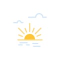 Sun, Brightness, Light, Spring Flat Color Icon. Vector icon banner Template