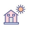 Sun with building Isolated Vector icon which can easily modify or edit Royalty Free Stock Photo