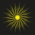Sun burst explosion. Abstract radiant element. Dynamic Vector light. Yellow black background. Royalty Free Stock Photo