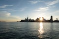 Sun Peeking through the Towers of Toronto at Sunset Royalty Free Stock Photo