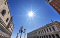 Sun Campanile Bell Tower Saint Mark's Square Piazza Venice Italy Royalty Free Stock Photo