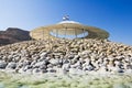 Sun canopies on the beaches of the dead sea Royalty Free Stock Photo