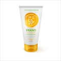 Sun Care Cream Tube Template for Ads or Magazine Background.