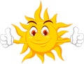 Sun cartoon character with thumb up Royalty Free Stock Photo